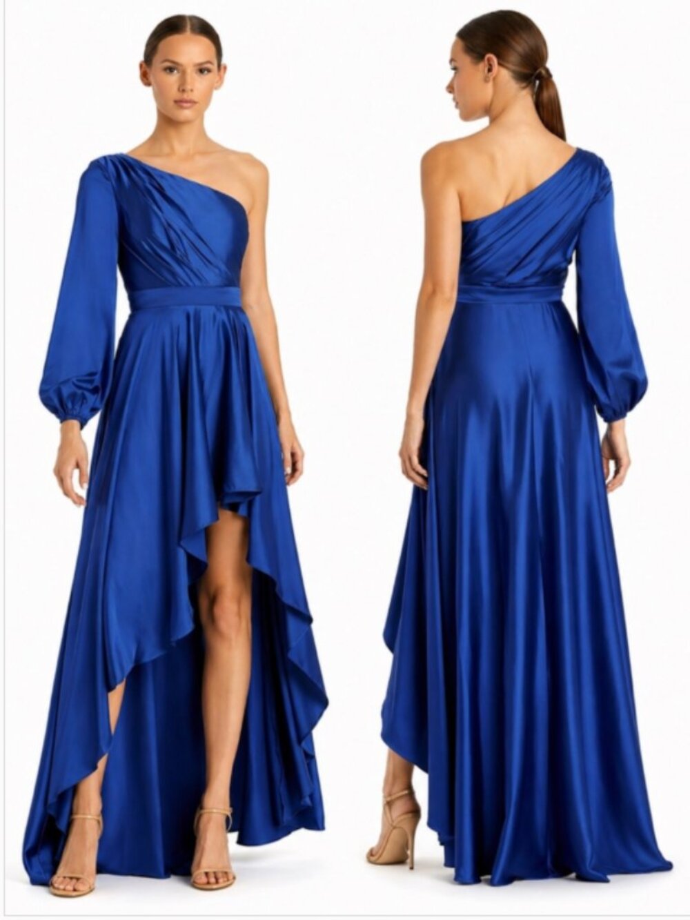 Mac Duggal One Shoulder High Low Dress Gown NWT in Cobalt Blue Size 2